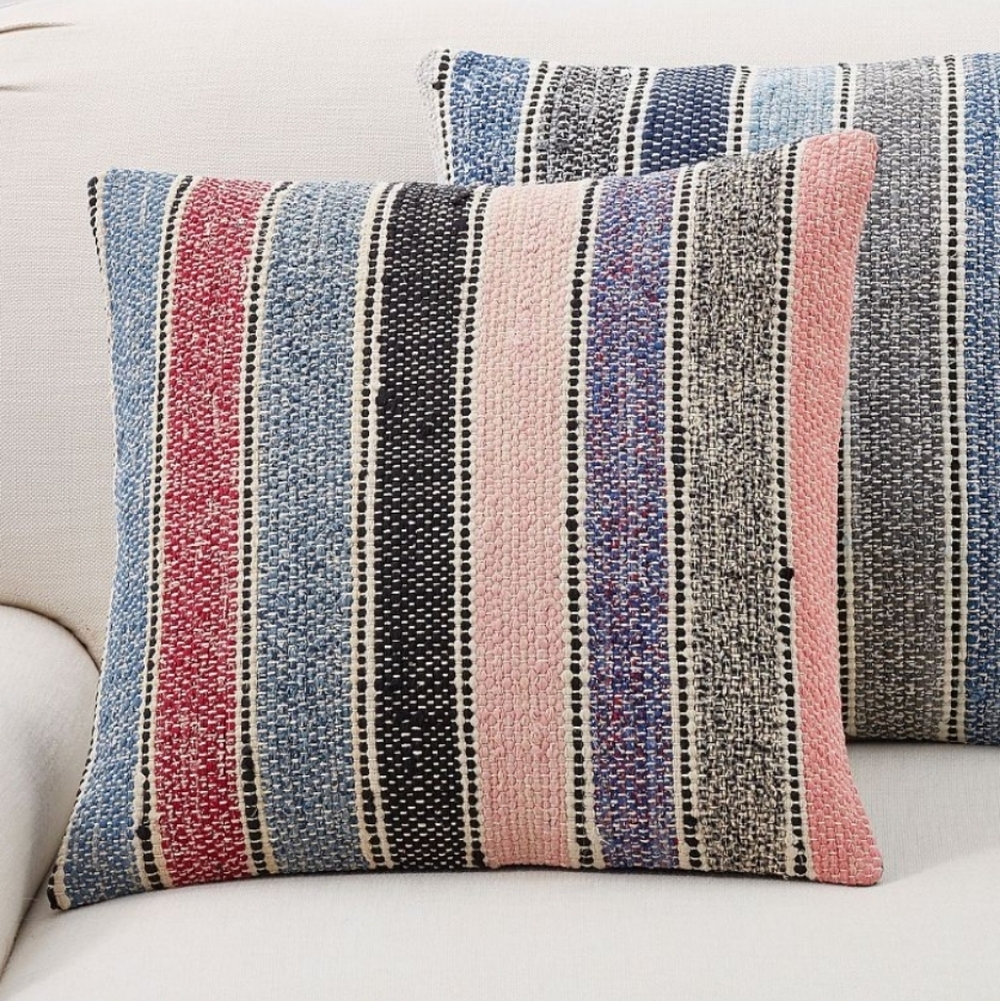 NWT Set of Pottery Barn Striped Coastal Accent Pillows. x2 Pink & Blue.